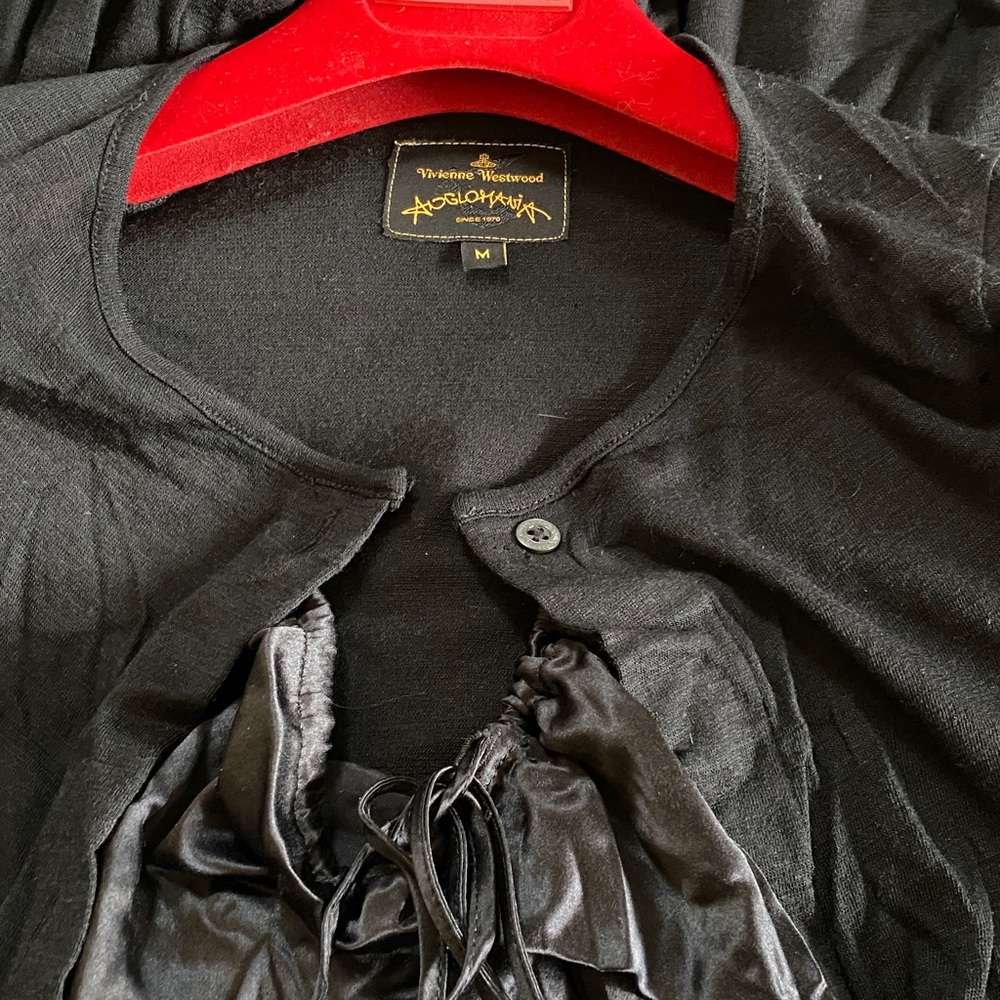 Vivienne Westwood Thin Wool Silk Combination Dress Logo Buttons Black - Picture 5 of 11